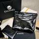 Chanel 22 Small Handbag Shiny Calfskin AS3260 Black with Black logo