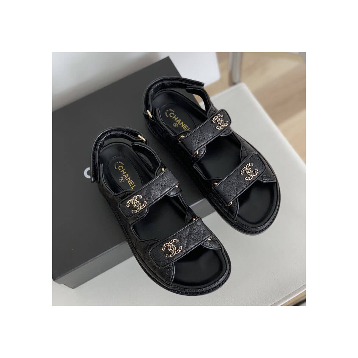 Chanel Woven CC Velcro Sandals 261155