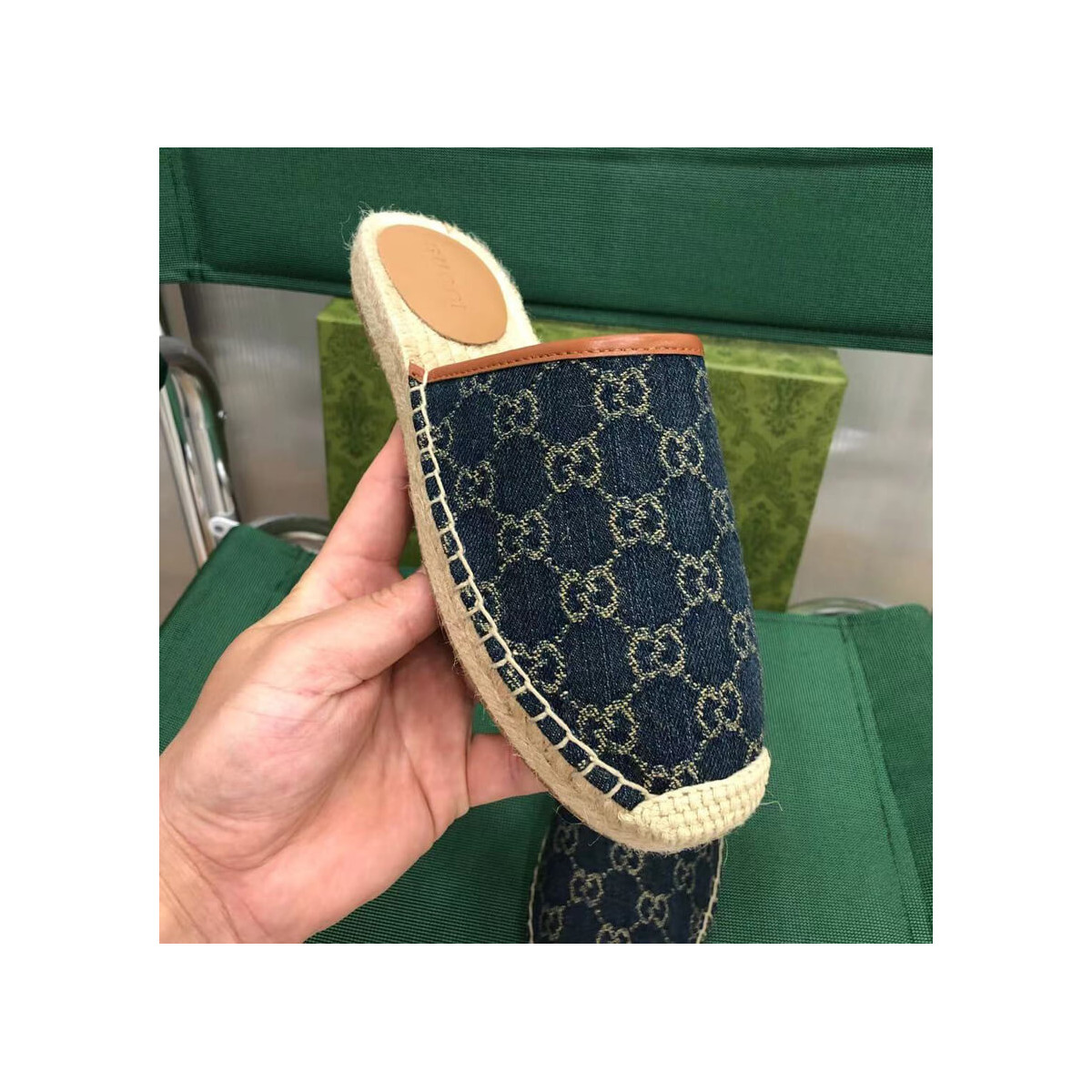 Gucci Jacquard GG Denim Slipper