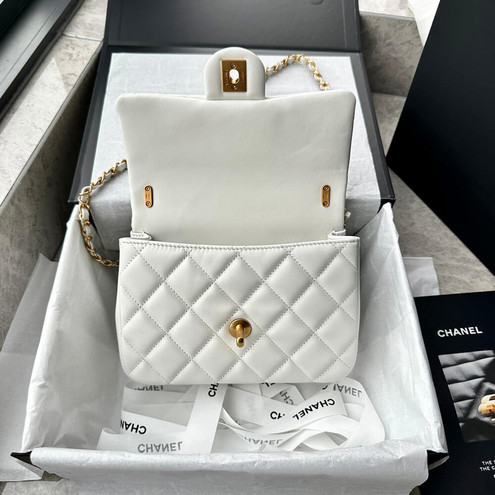 Chanel Mini Flap Bag with Pearl Top Handle Chain AS4385