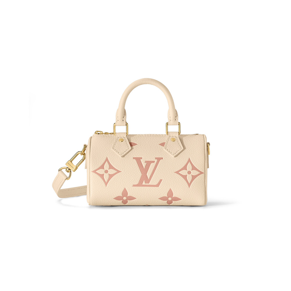 Louis Vuitton Monogram Empreinte Leather Nano Speedy M81913 Creme/Pink