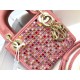 Micro Lady Dior Bag Dark Pink Metallic Canvas Embroidered with Multicolor Crystals S0856