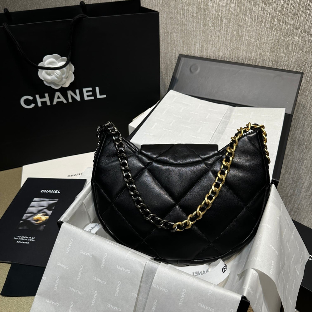 Chanel 19 Hobo Bag Black Quilted Lambskin AS4638