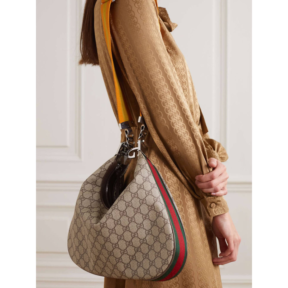 Gucci GG Supreme Attache Medium Shoulder Bag 702823 Coffee