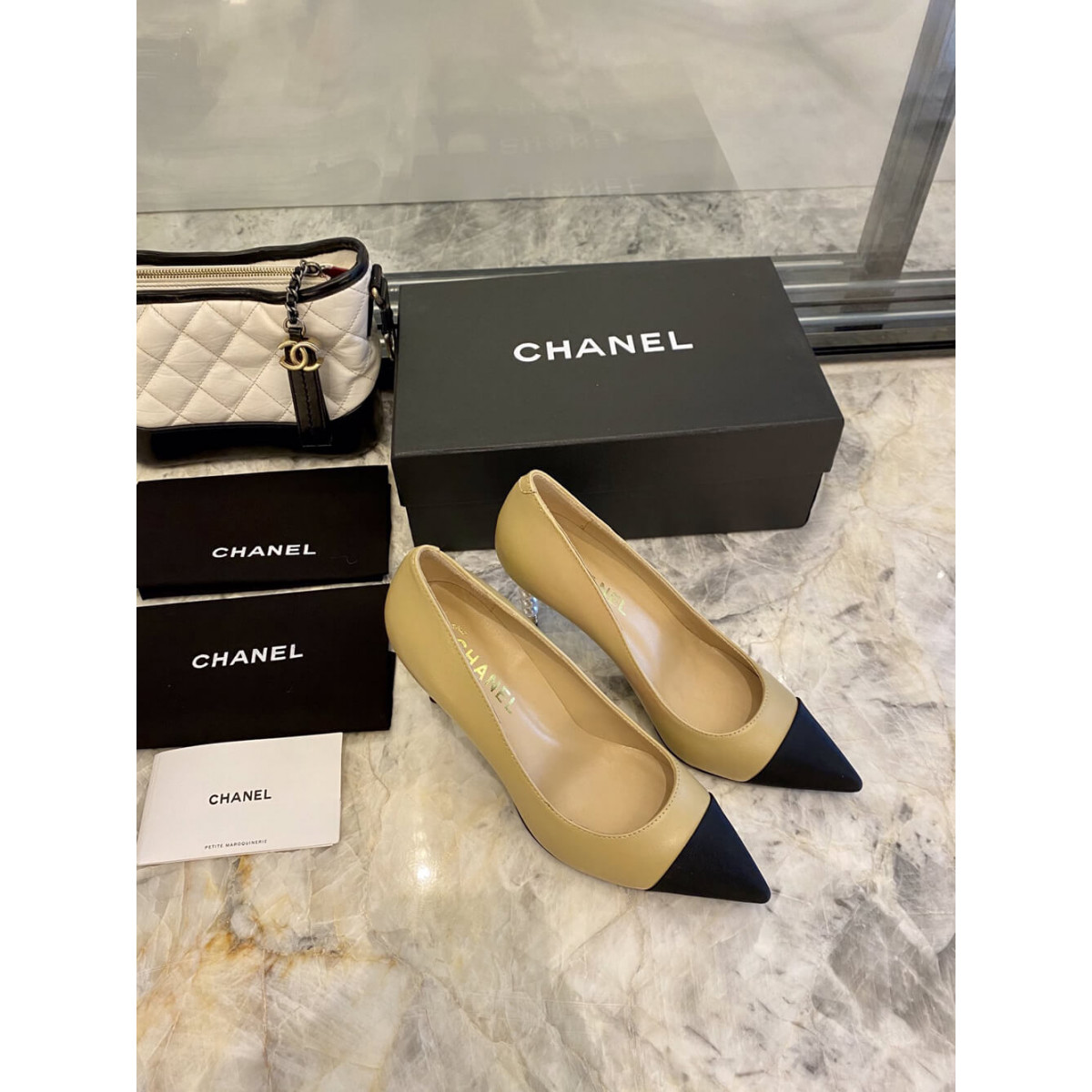 Chanel Lambskin &amp; Grosgrain 8.5cm Heel Pumps G35536