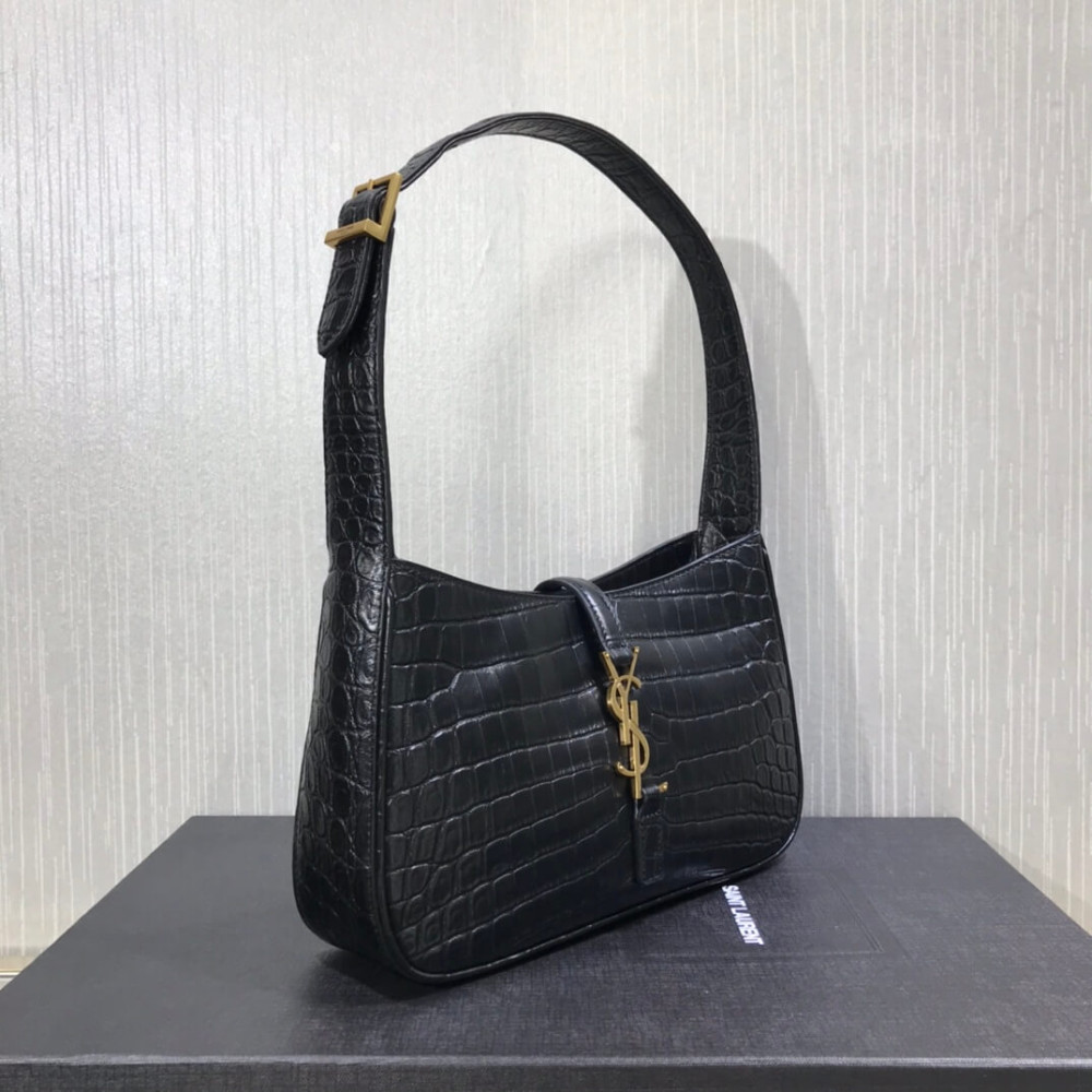 Saint Laurent Le 5 A 7 Hobo Bag in Crocodile-Embossed Leather 657228