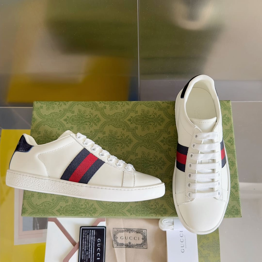 Gucci Ace Sneaker With Web White Blue Red