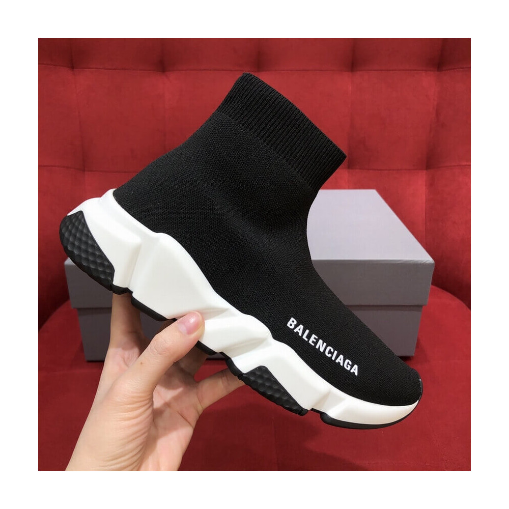 Balenciaga Speed 2.0 Knit Sock Sneakers 617239 Black/White