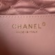 Chanel Mini 22 Handbag in Shiny Crumpled Calfskin Black with Pearl Chain AS4416