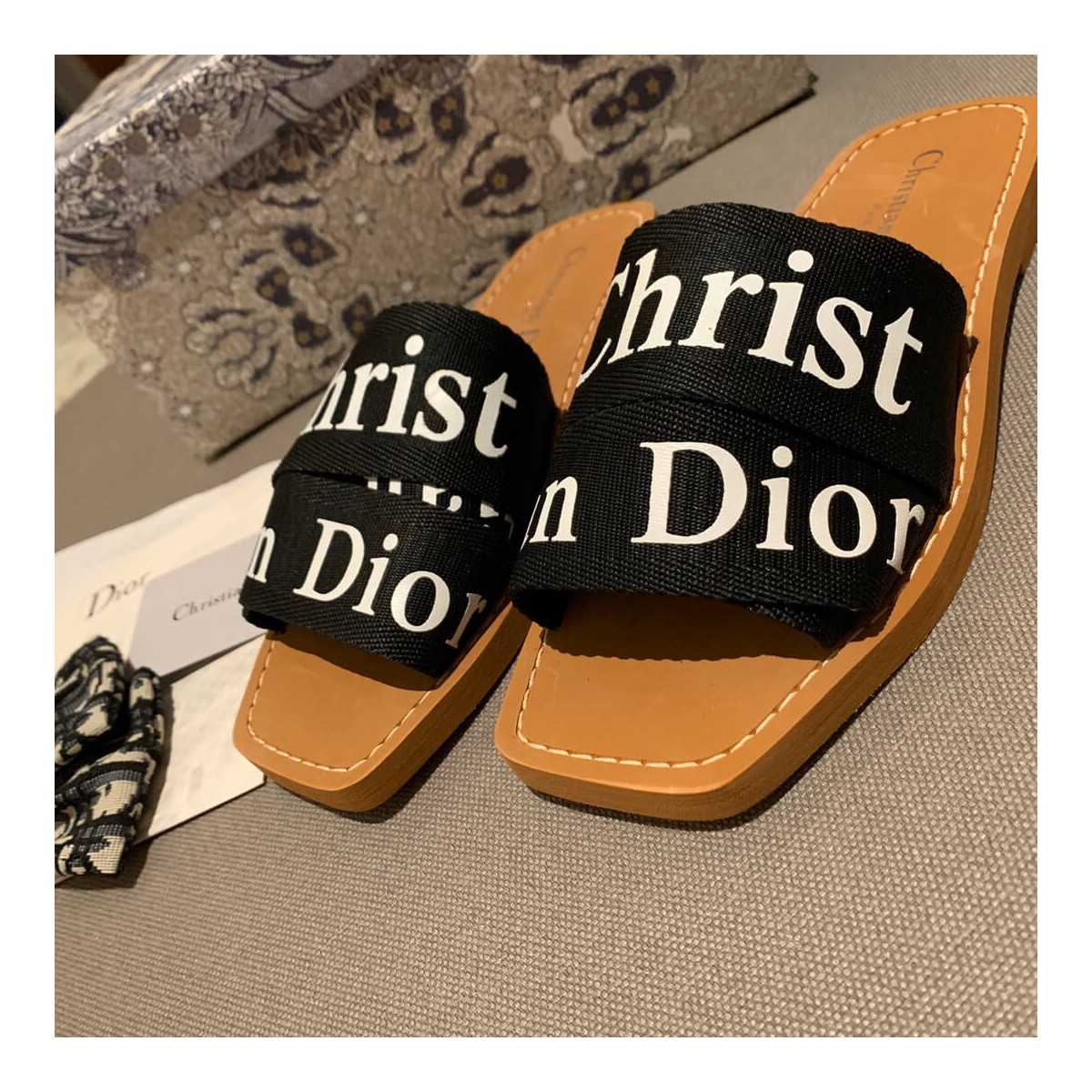 Christian Dior Logo Leather Mule D20603