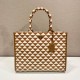 Prada Large Symbole Embroidered Fabric Handbag 1BA356 Tobacco/Chalk White