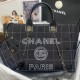 Chanel Deauville Cotton &amp; Calfskin Large Shopping Bag AS93786