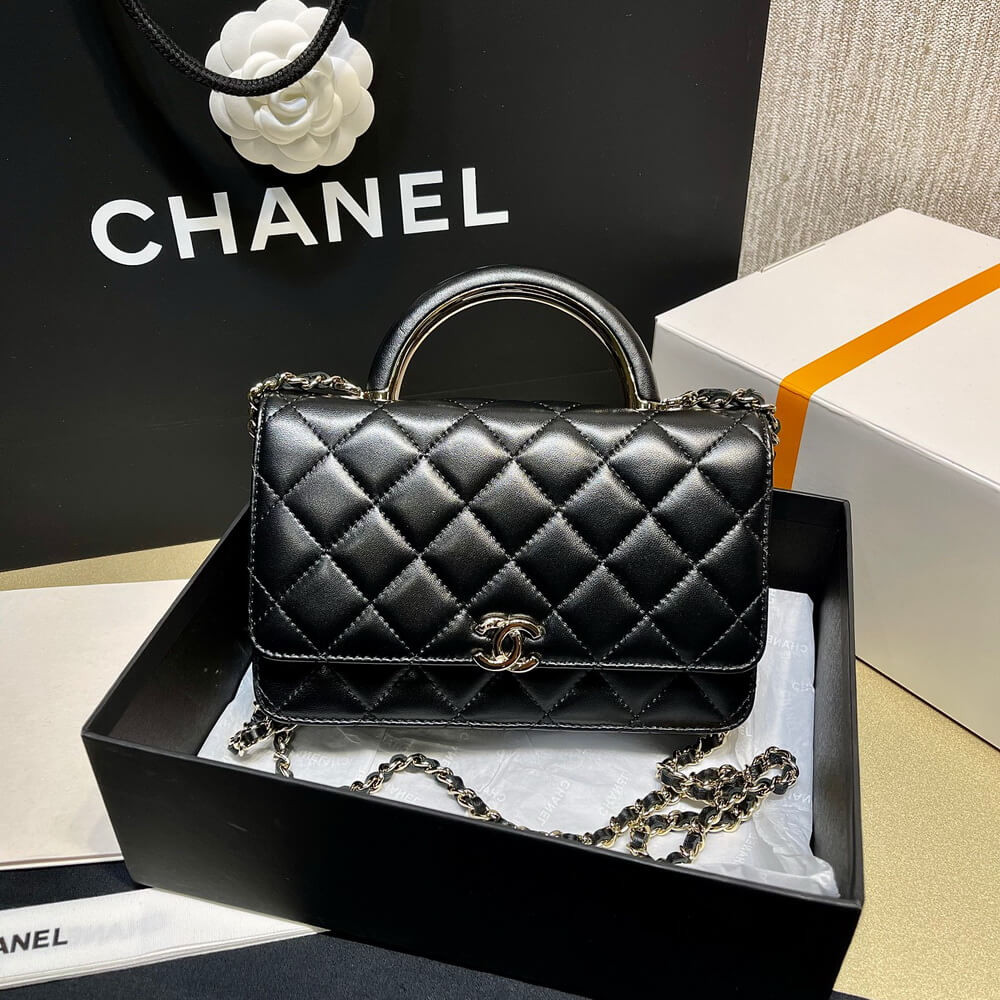 Chanel Wallet On Chain Top Handle Lambskin WOC AP2844 Black