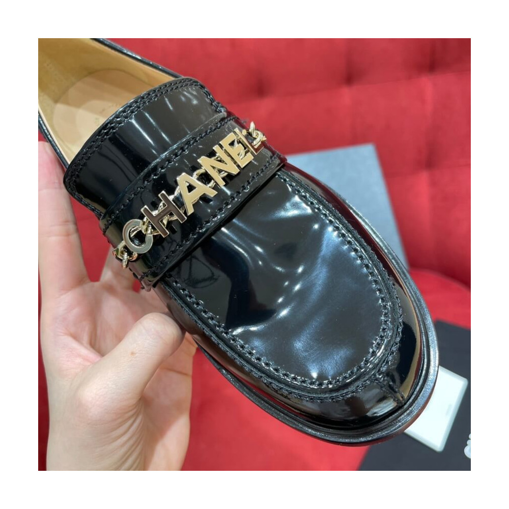 Chanel Patent Calfskin Loafers Black