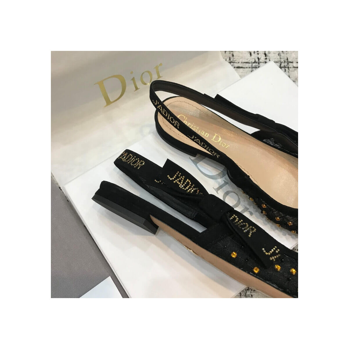 Dior J&#039;adior Slingback Ballerina Flat with Thread and Bead Embroidery P766