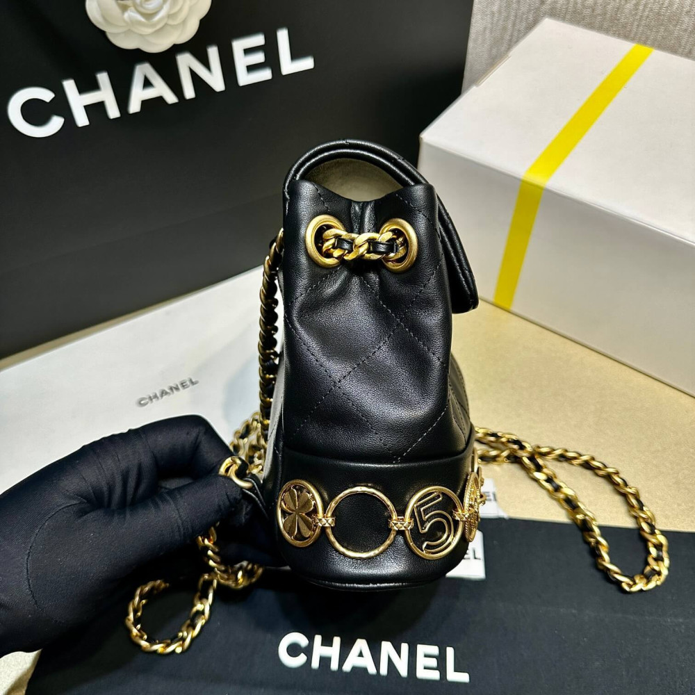 Chanel Small Backpack in Black Calfskin AS4275