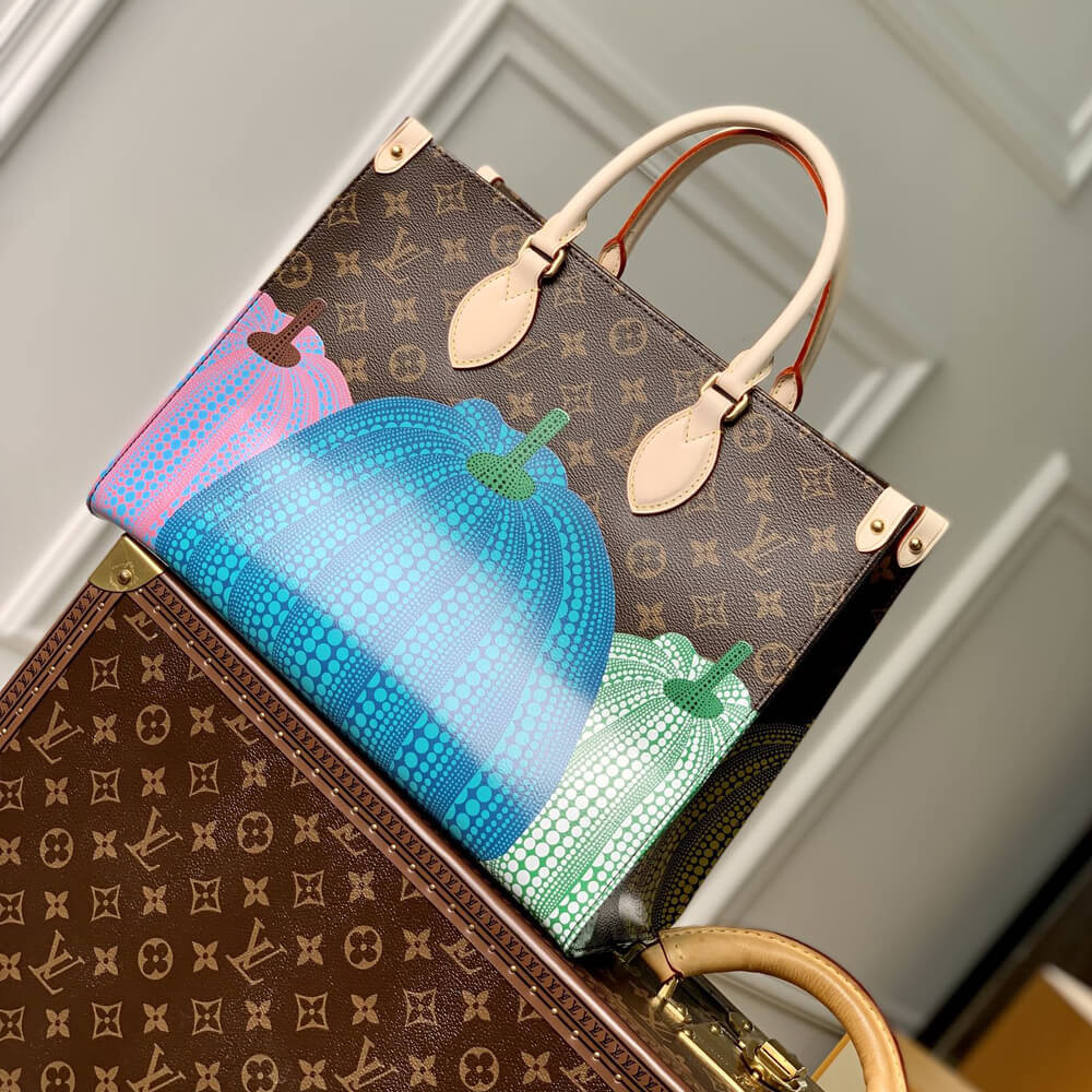 LV x YK OnTheGo MM with Pumpkin Print M46466