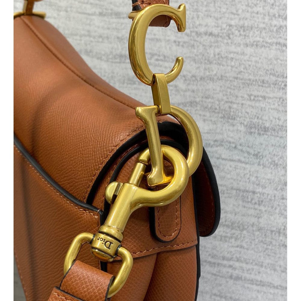 Dior Mini Saddle Bag with Strap Grained Calfskin M0456