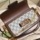 Gucci Horsebit 1955 GG Supreme Canvas Should Bag 735178 Brown