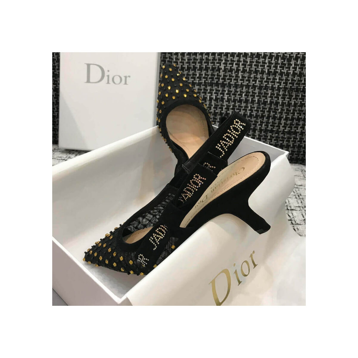 Dior J&#039;adior Slingback Pump with Thread and Bead Embroidery P767