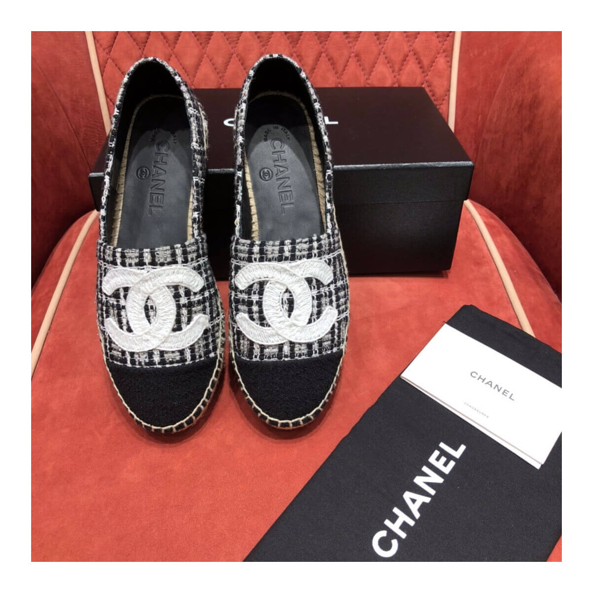 Chanel Tweed &amp; Grosgrain Espadrilles G29762