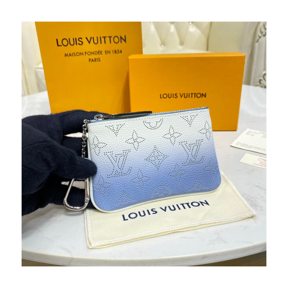 Louis Vuitton Key Pouch in Blue Gradient Mahina Perforated Leather M69508