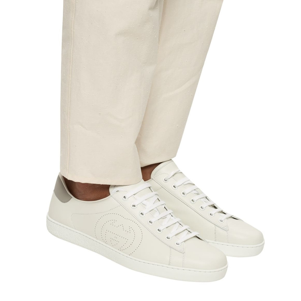 Gucci White and Grey Interlocking G Ace Sneaker 599147