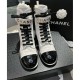 Chanel Quilted Lambskin &amp; Patent Calfskin Lace Up Combat Boots G45005