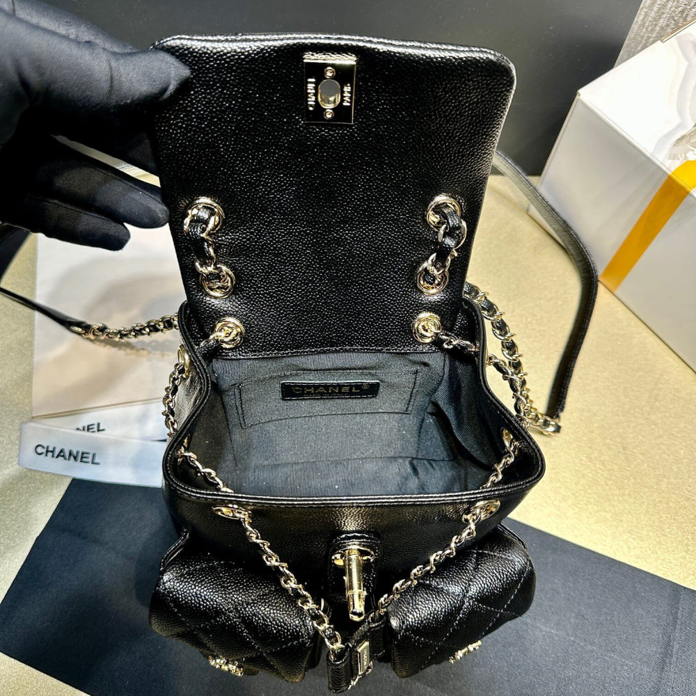 Chanel Mini Duma Backpack Caviar Calfskin Black AS3787