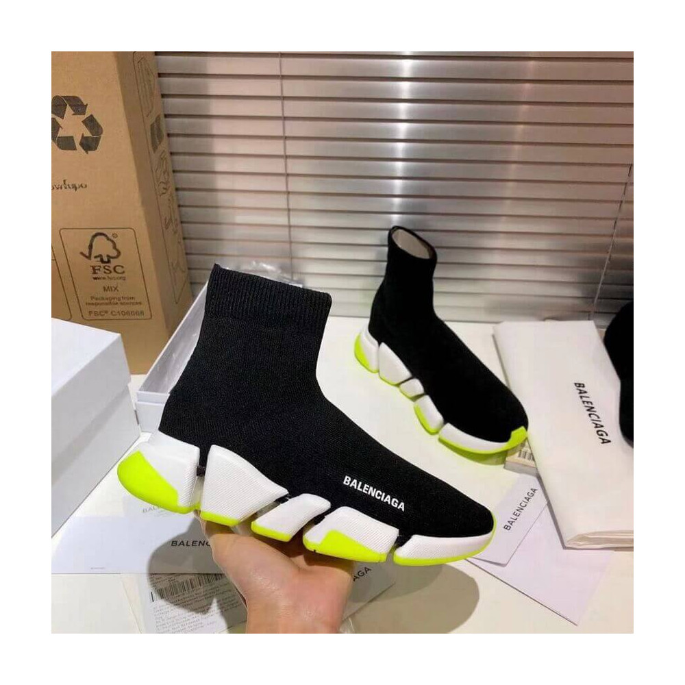 Balenciaga Speed 2.0 Knit Sock Sneakers 617239 Fluorescent Green