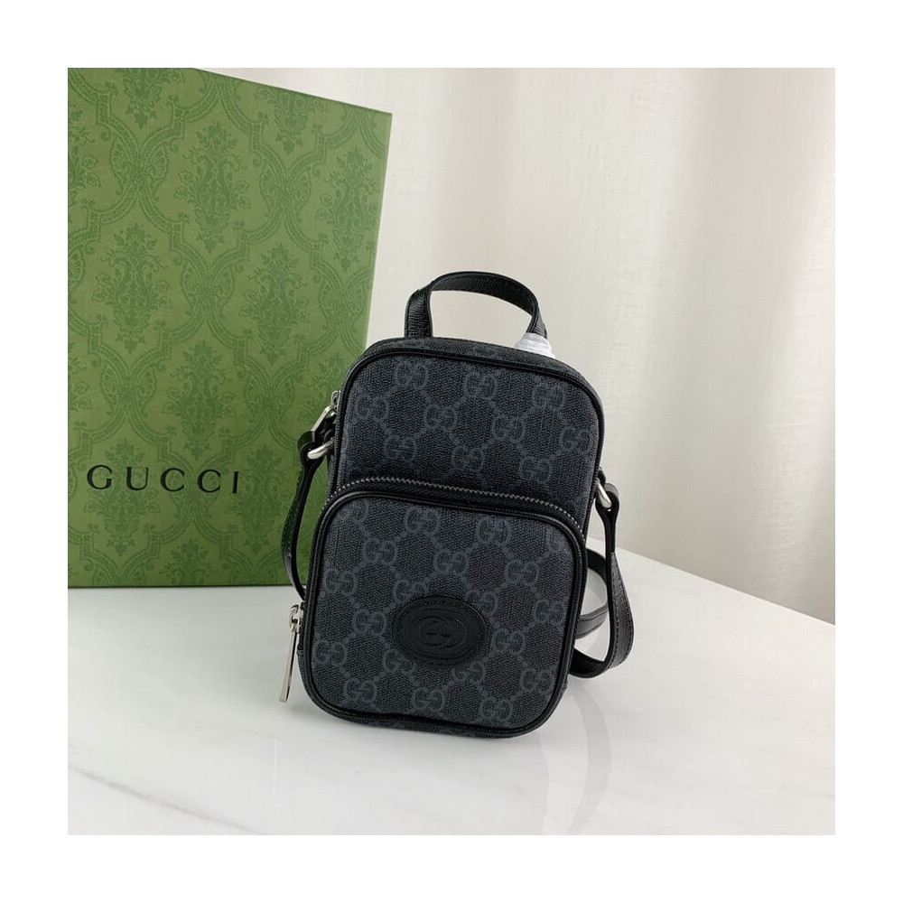 Gucci Mini Bag with Interlocking G in Black GG Supreme 672952