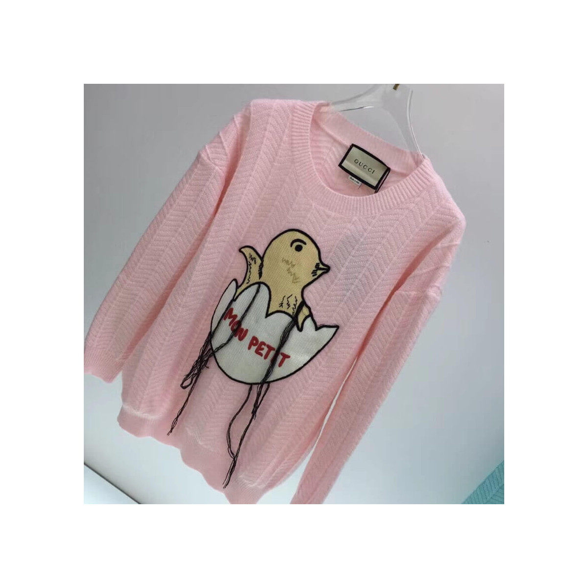 Gucci Mohair Crop Sweater With Chick Egg 636009