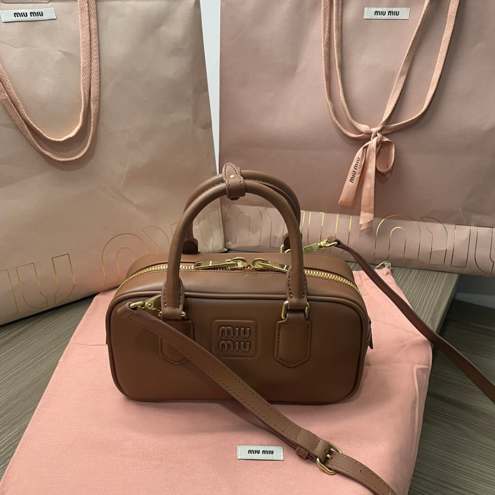 Miu Miu Arcadie Leather Bag 5BB142 Brown