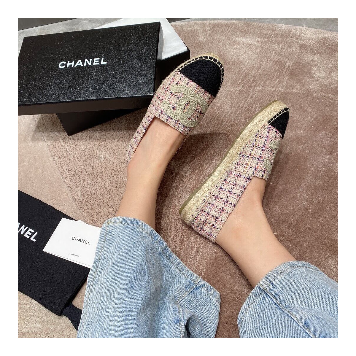 Chanel Tweed &amp; Grosgrain Espadrilles G29762