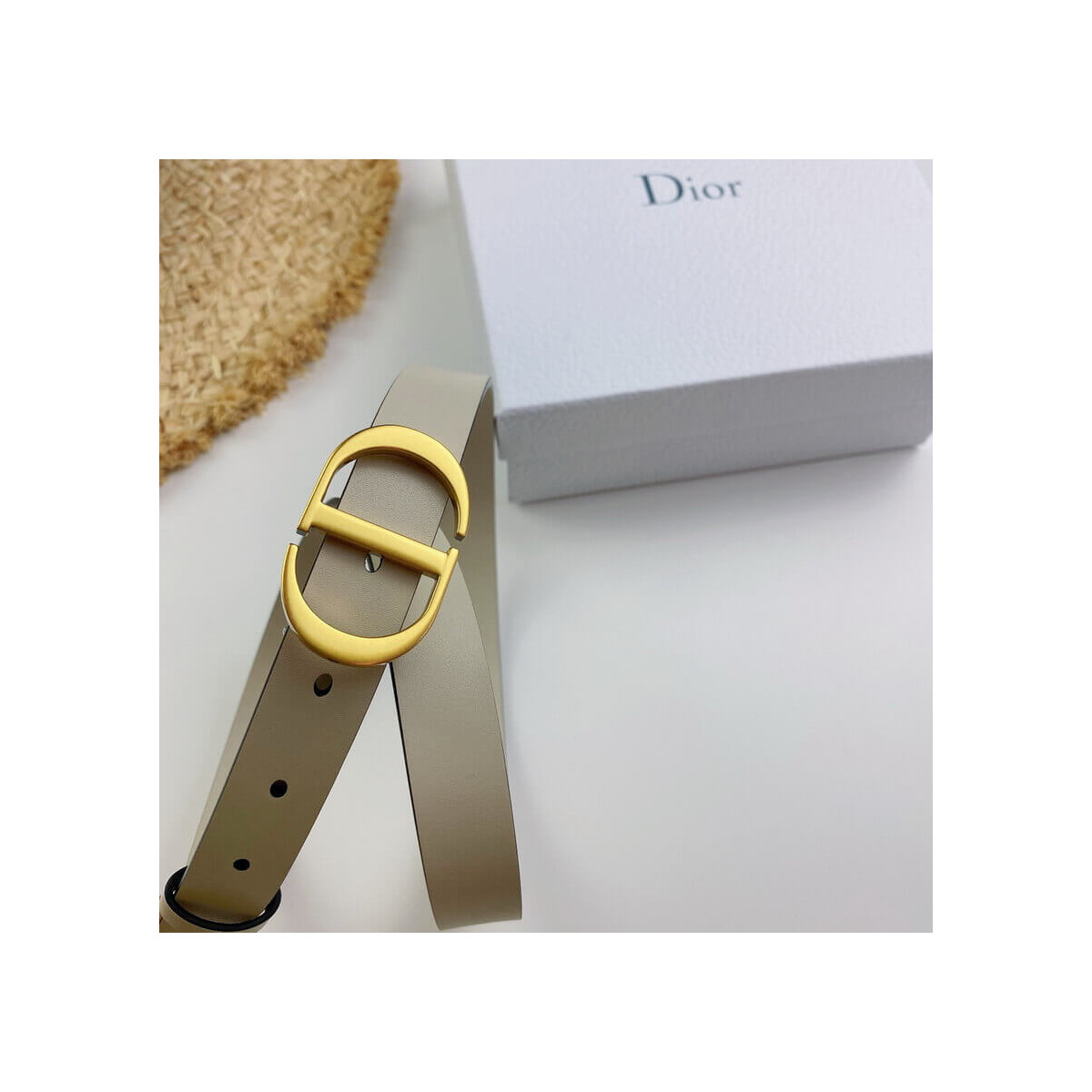 Christian Dior White Leather 20 Montaigne Belt