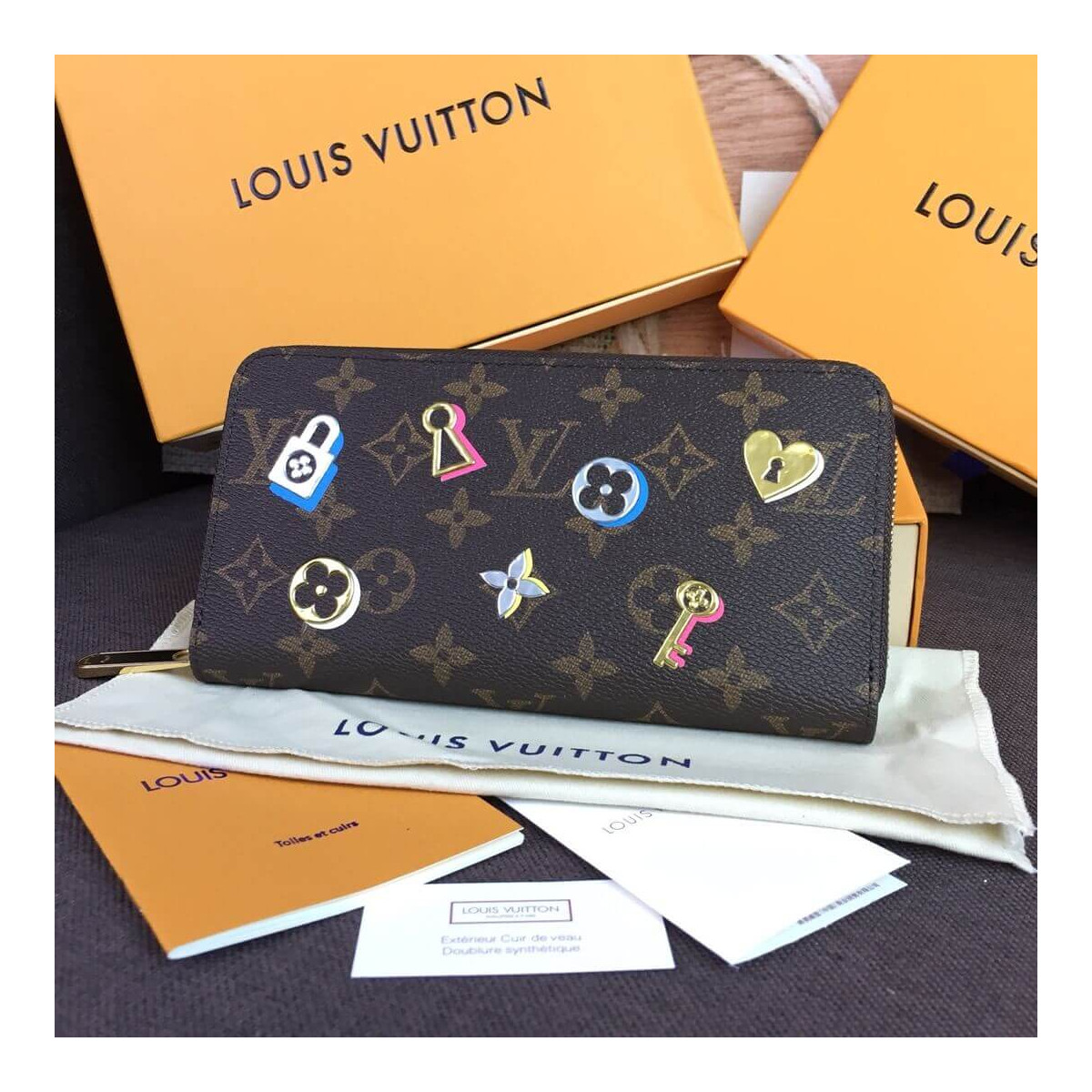 Louis Vuitton Monogram Canvas Love Lock Zippy Wallet M64116