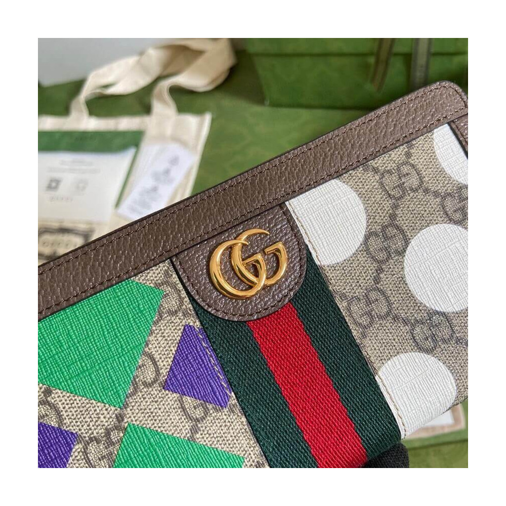 Gucci Geometric Motifs Ophidia Zip Around Wallet 523154