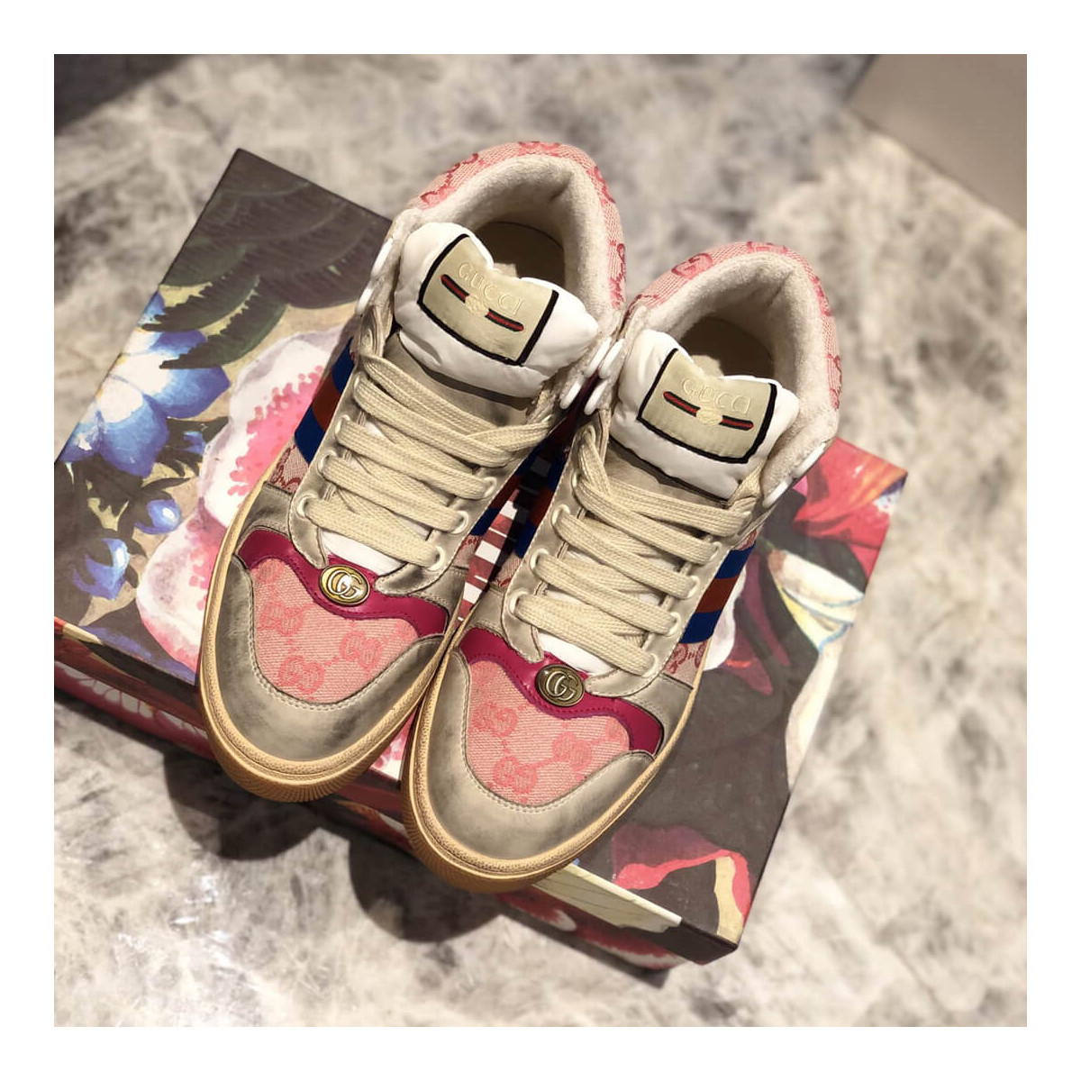 Gucci Screener GG High-Top Sneaker 563730 Rosy