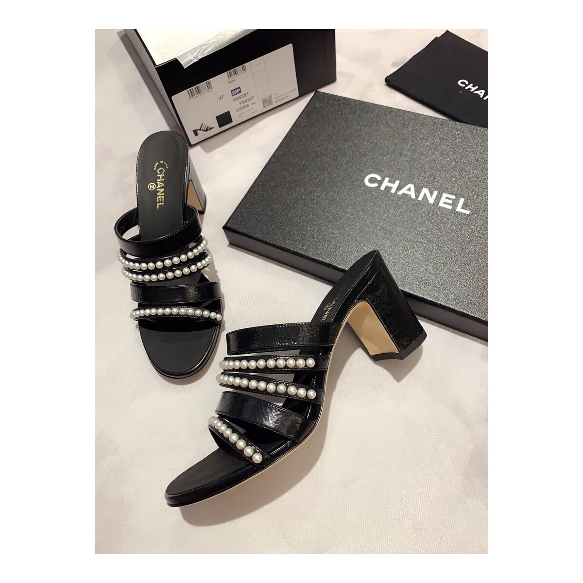 Chanel Laminated Lambskin Mules G35381