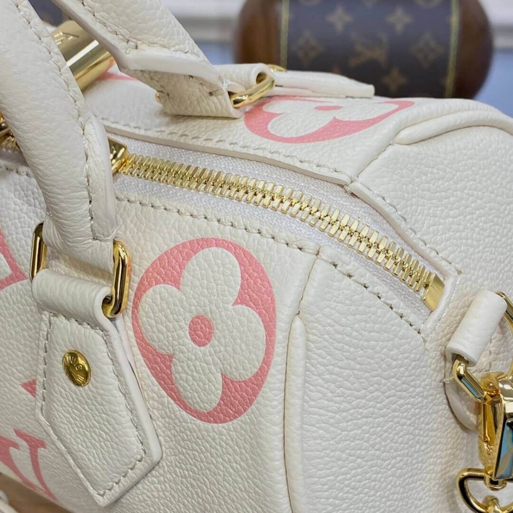 Louis Vuitton Monogram Empreinte Leather Speedy Bandouliere 20 Bag M46397 Creme/Pink