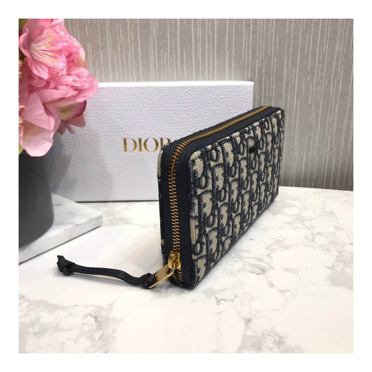 Christian Dior Oblique Jacquard Zippy Wallet M017