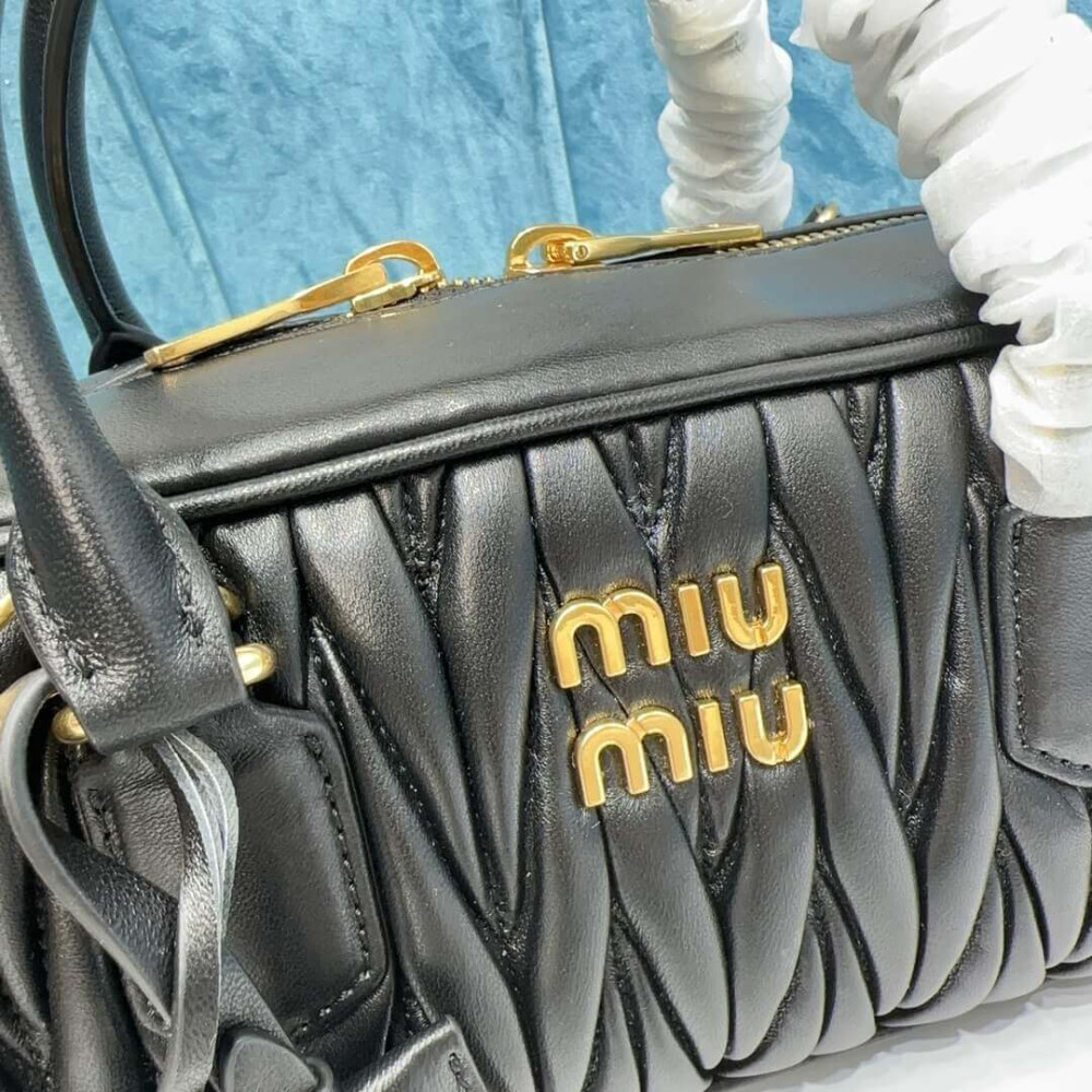 Miu Miu Arcadie Matelasse Nappa Leather Bag 5BB148 Black