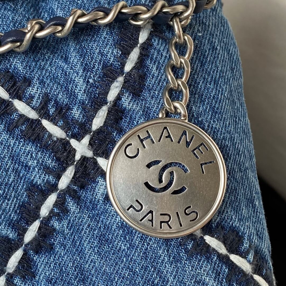 Chanel 22 Mini Handbag in Stitched Denim AS3980