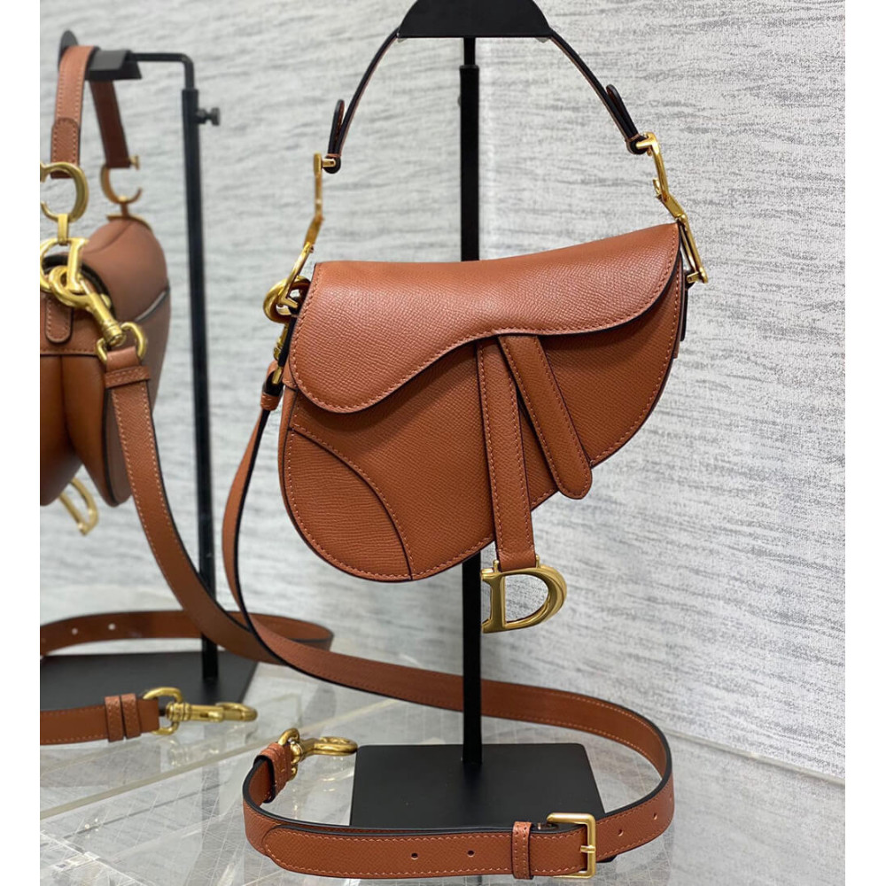 Dior Mini Saddle Bag with Strap Grained Calfskin M0456