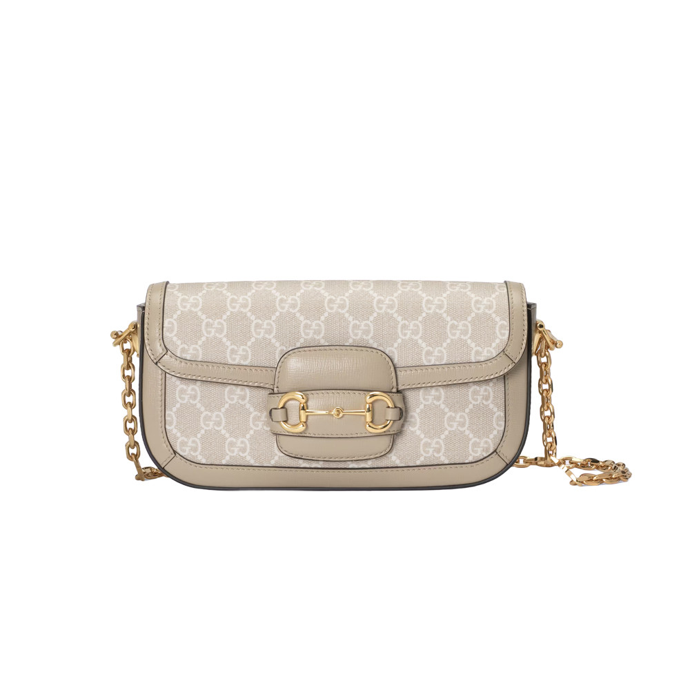 Gucci Horsebit 1955 GG Supreme Canvas Should Bag 735178 Oatmeal