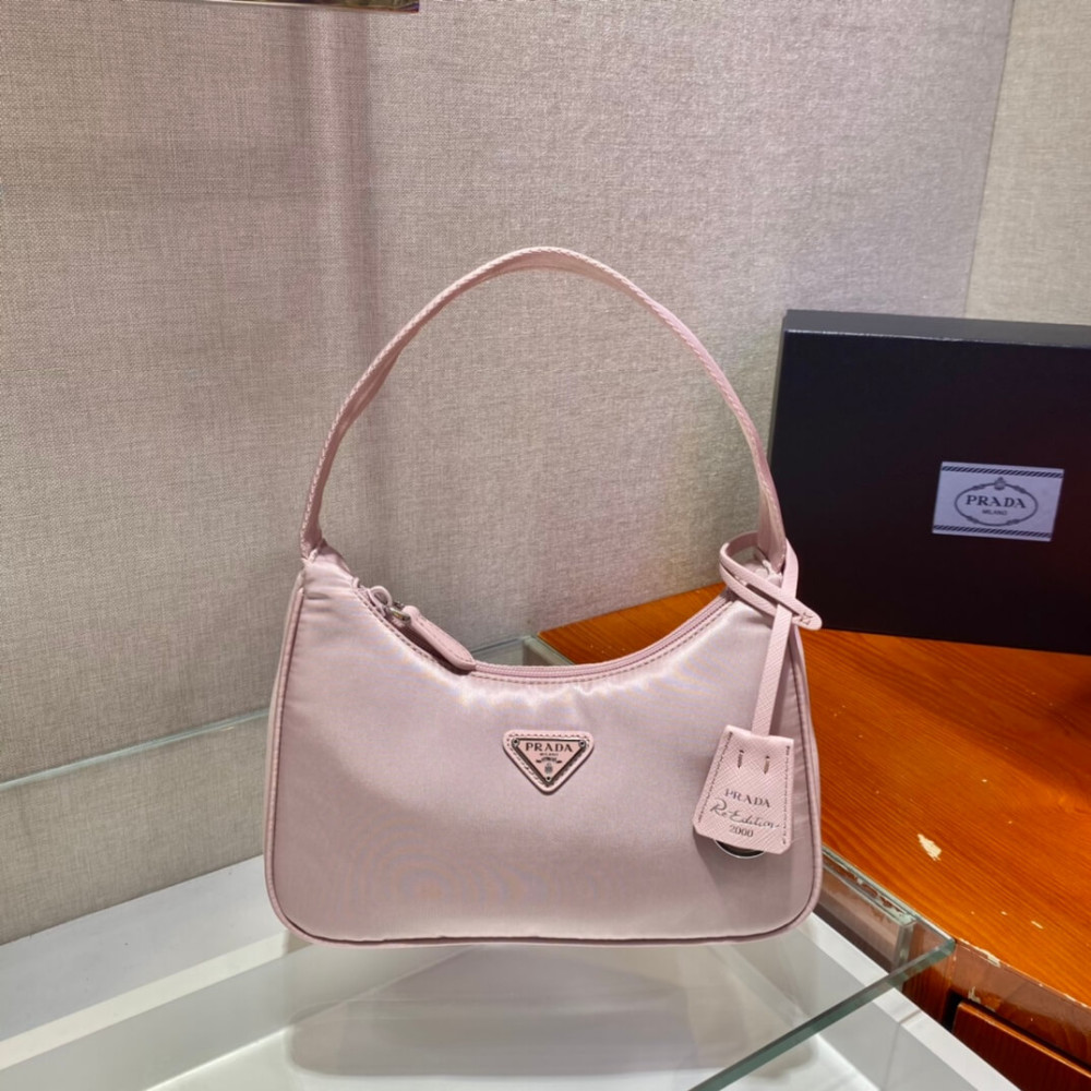 Prada Re-Edition 2000 Nylon Hobo Bag Alabaster Pink 1NE515