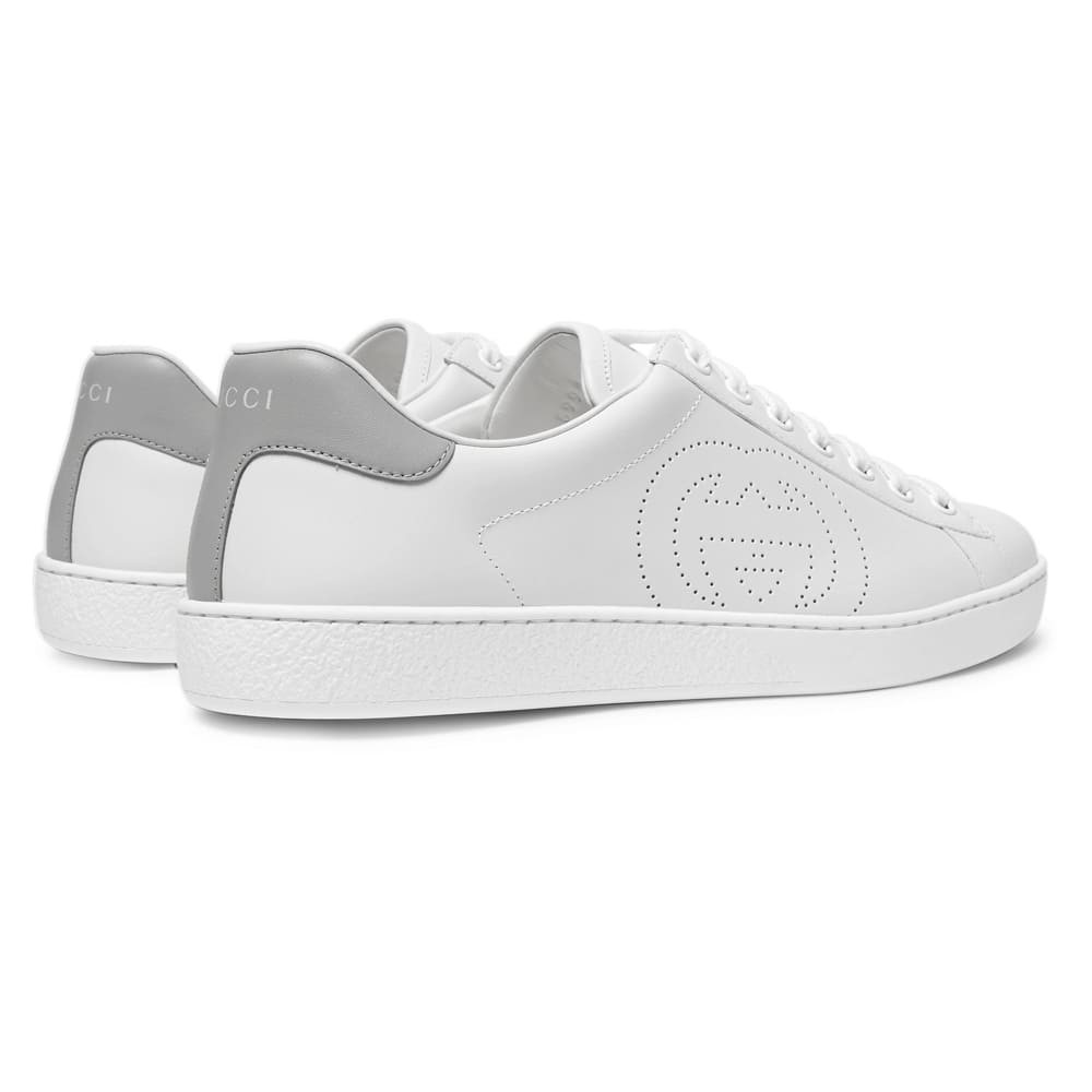 Gucci White and Grey Interlocking G Ace Sneaker 599147