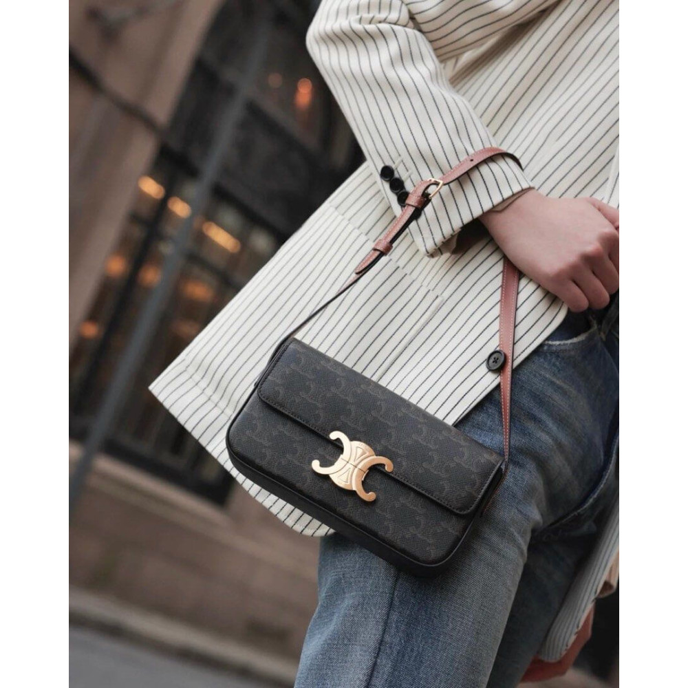 Celine Shoulder Bag Claude In Triomphe Canvas And Calfskin 194142