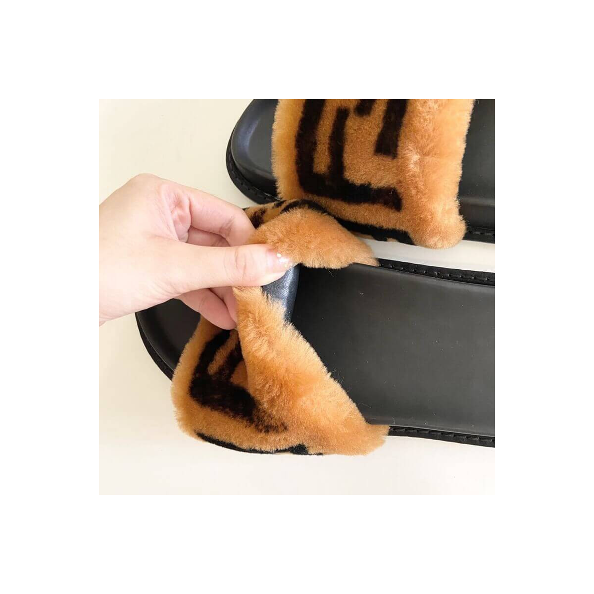 Fendi FF Fur Pool Slide Sandals F125