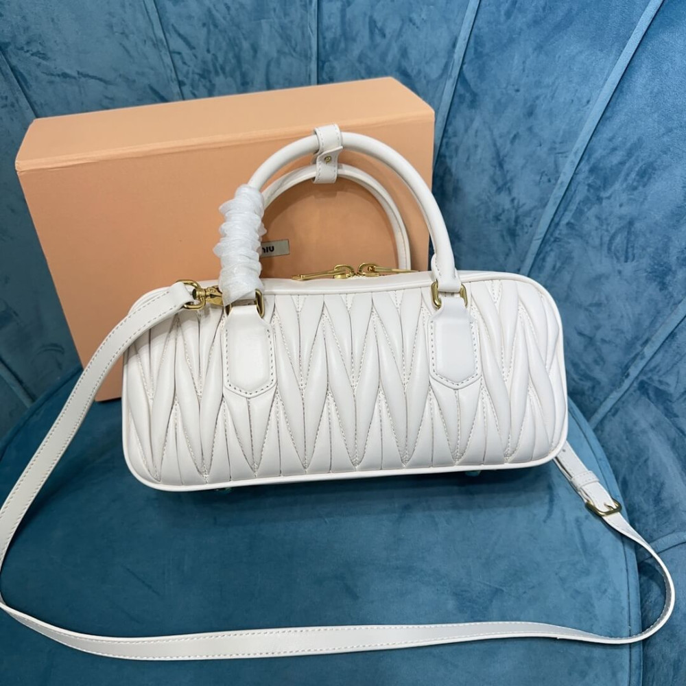 Miu Miu Arcadie Matelasse Nappa Leather Bag 5BB148 White